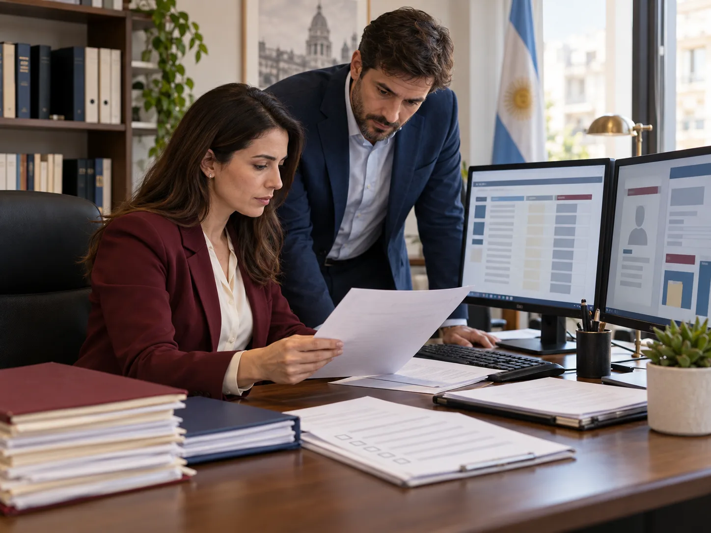 Empresas con nómina: escena ilustrativa de trabajo contable